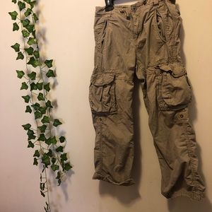 beige plaid cargo pants